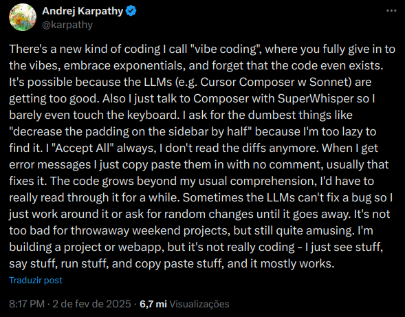 Andrej Karpathy: vibe coding